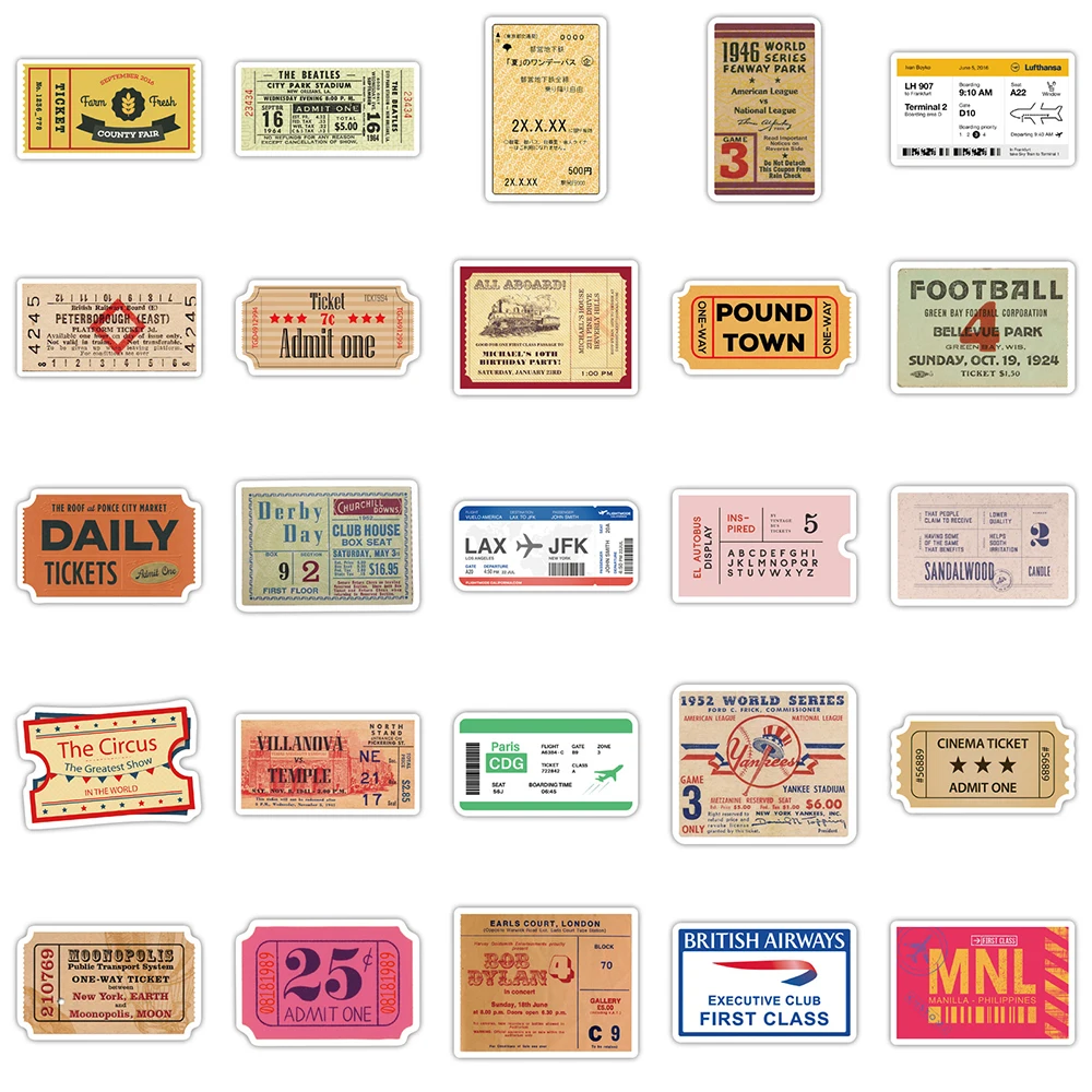 Pegatinas de billete de aire Retro para coche, motocicleta, equipaje, guitarra, monopat&iacute;n, pegatina de Graffiti divertida, juguete para chico, 10/30/50 Uds.-3