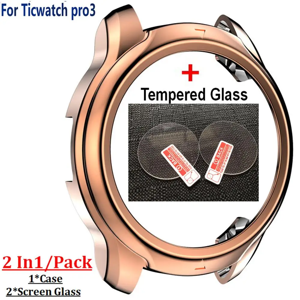 

Funda Para Reloj Marco De Pantalla De Vidrio Templado Para Ticwatch Pro 3 Protector Chapado Shell Protector Watch Strap Adult
