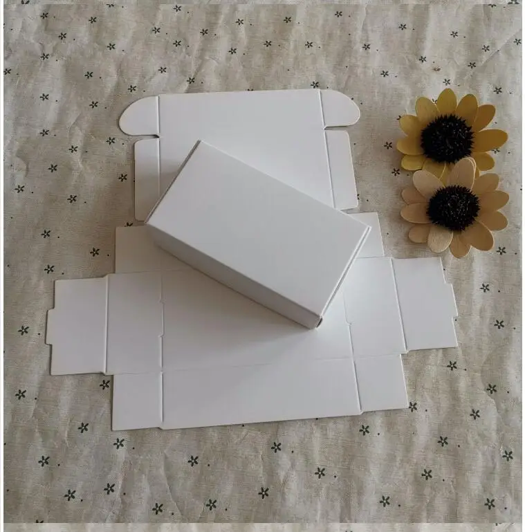 50 шт крафт бумажная коробка белая черная бумага для упаковки коричневая ручная