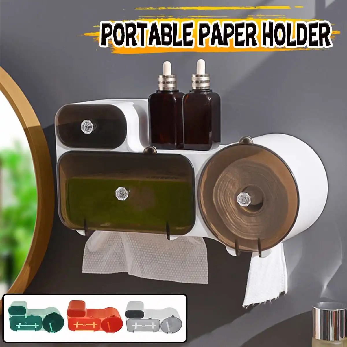

Waterproof Toilet Paper Holder Bathroom Wall Mount WC Paper Phone Holder Shelf Towel Roll shelf Accessories