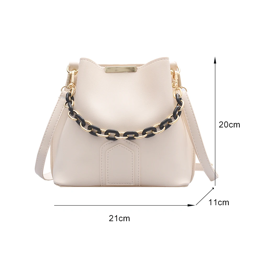 

Women Bucket Shoulder Bag Simple Solid Color PU Leather Daily Crossbody Satchel Fashion Exquisite Shopping Bag