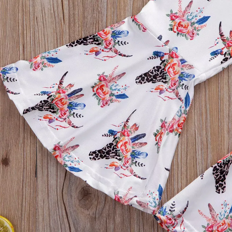 Хлопковые топы с длинным рукавом для маленьких девочек Осенние расклешенные