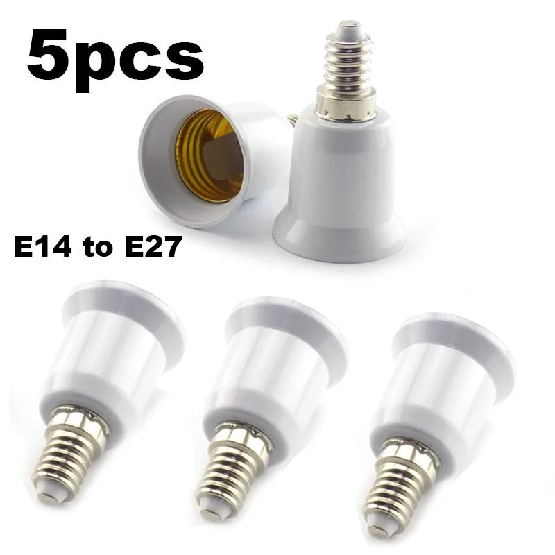 

5pcs E14 to E27 Converter Light Adapter Extender Changer LED Lamp Bulb Socket Base Holder for Home Room Lighting U26