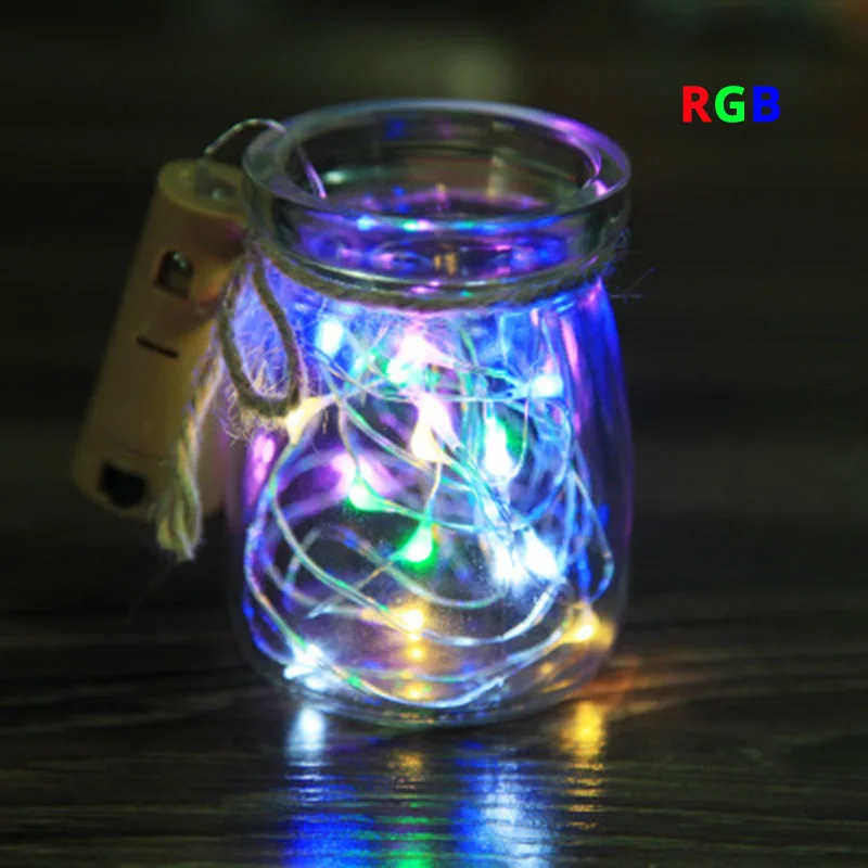 RGB 20 светодиодов 2 м Серебряная линия светильник с пробкой для бутылки для стеклянной бутылки для украшения праздника свадебные украшения лампы - Испускаемый цвет: RGB