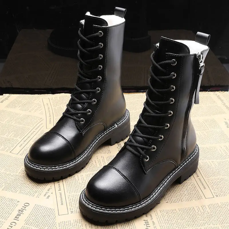 Boots Women Shoes PU Woman Wedge Solid Color Fashion Winter Ankle New Short Fur Warm Sho | Мать и ребенок