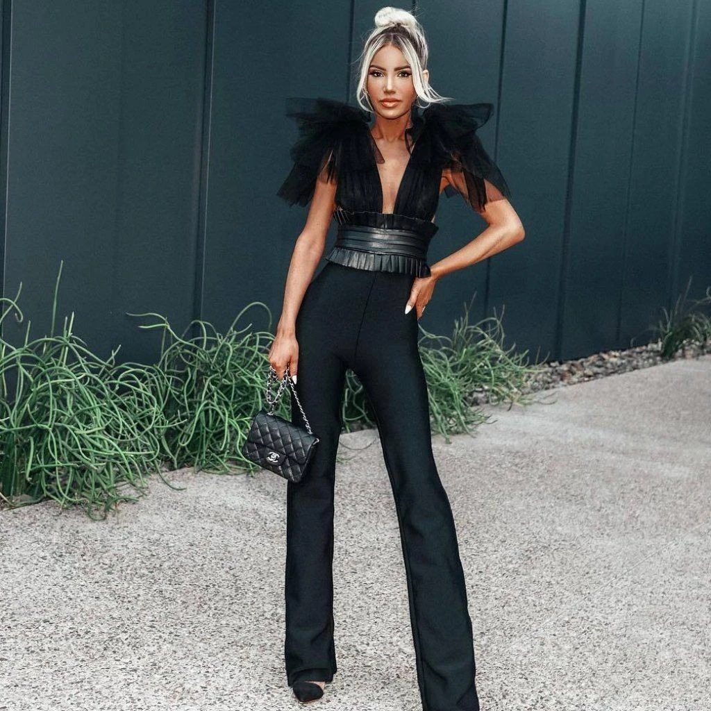 Justchicc сетки с глубоким v-образным декольте одноцветные Для женщин сексуальный