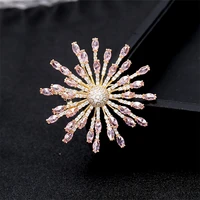 gorgeous yellow pink zirconia snowflake brooches pins winter wedding bouquet crystal pin dress brooch jewelry women broach gift