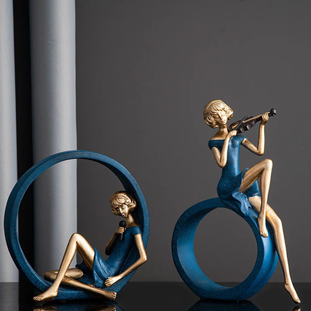 

Home Living Room Decoration Nordic Violin Girl Ornaments Decor Modern Accessories Table Decorations Wedding Giftsanime