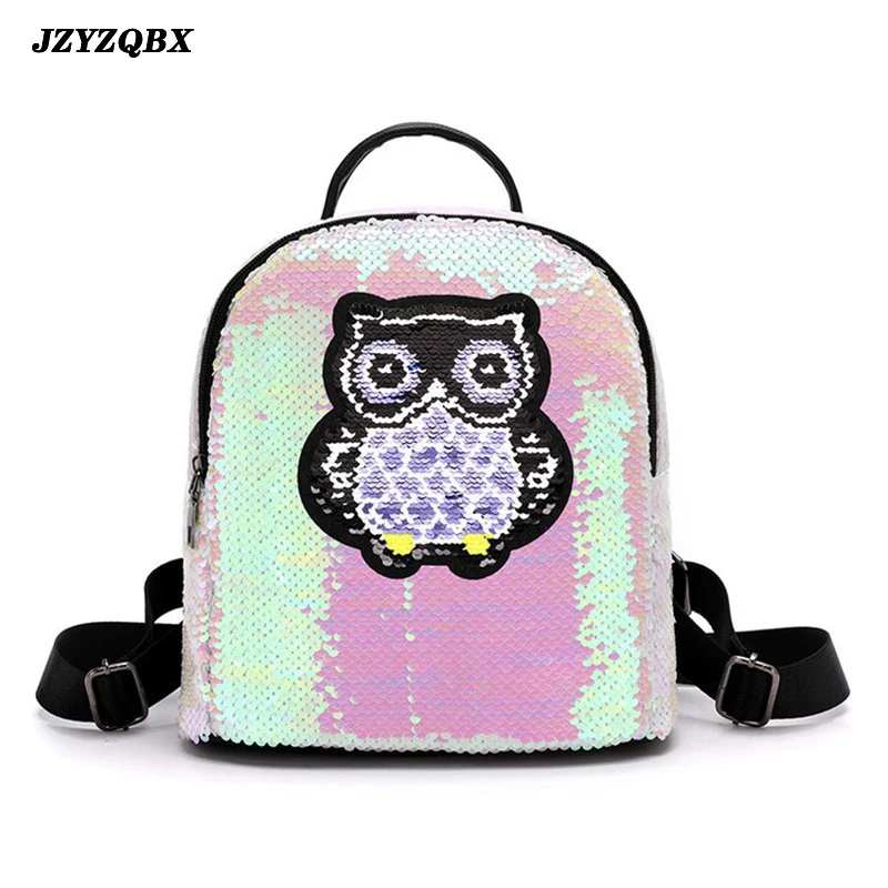 Школьный ранец JZYZQBX с изображением милой совы, детский рюкзак с блестками, сумка для книг для девочек