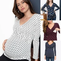 pregnancy clothes tshirt v neck nursing clothes breastfeeding top long sleeve maternity t shirt for pregnant women plus size new