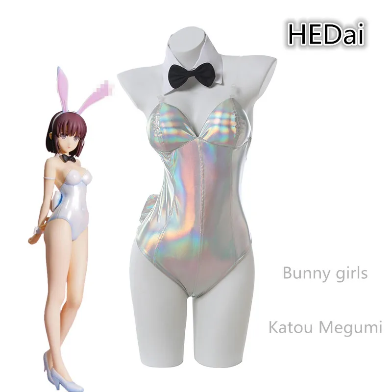 

Katou Megumi зайчика для девочек Женский костюм для косплея Соблазнительные костюмы женские зимние домашние тапочки с милыми кроличьими бикини