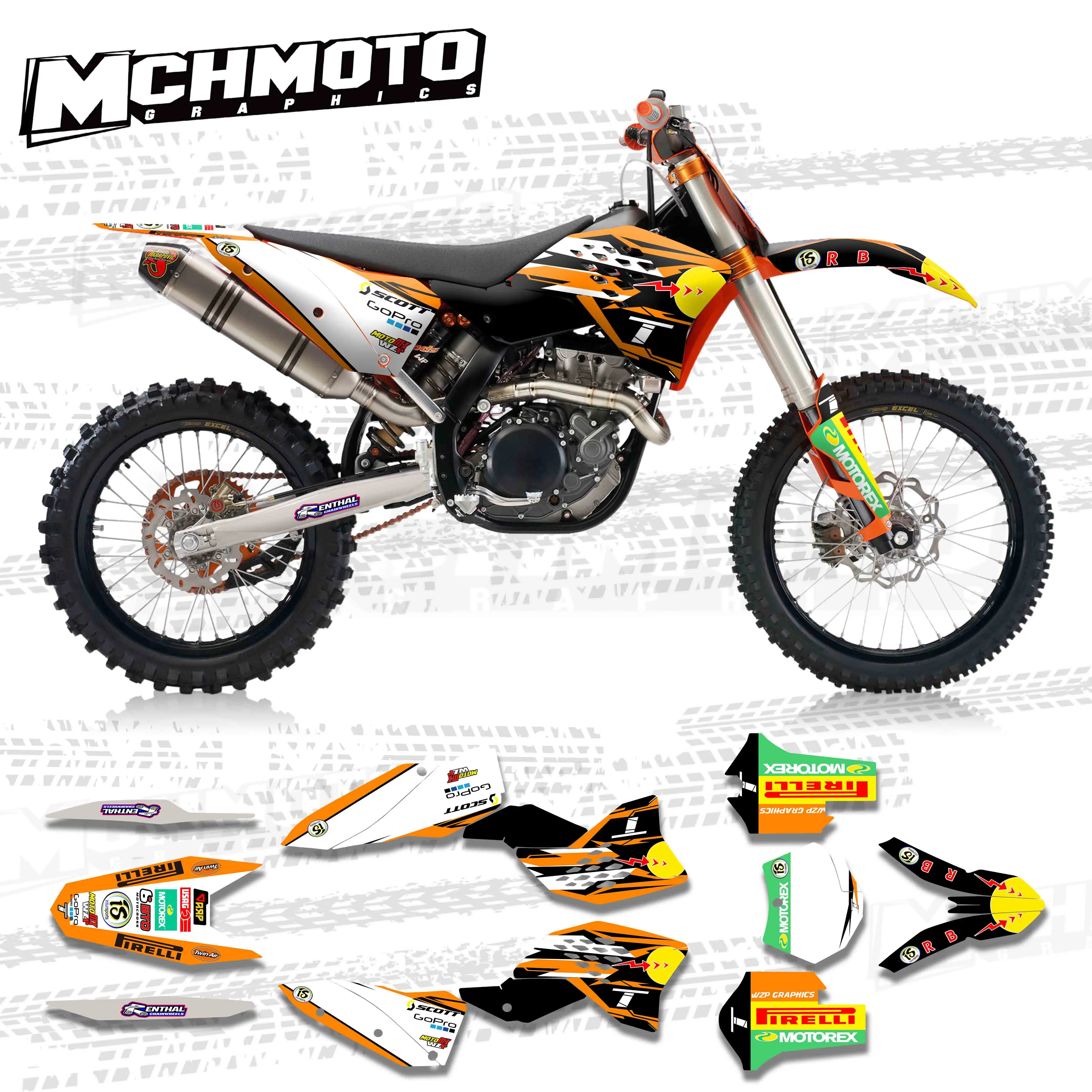 MCHMFG For KTM EXC SXF 125 250 300 450 530 2008 2009 2010 2011 Full Graphics Decals Stickers Motorcycle Background |