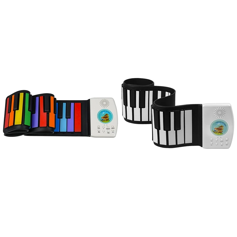 

2set Hand Roll Piano 49-Key Flexible Roll-Up Educational Electronic Digital Music Piano Keyboard A & B