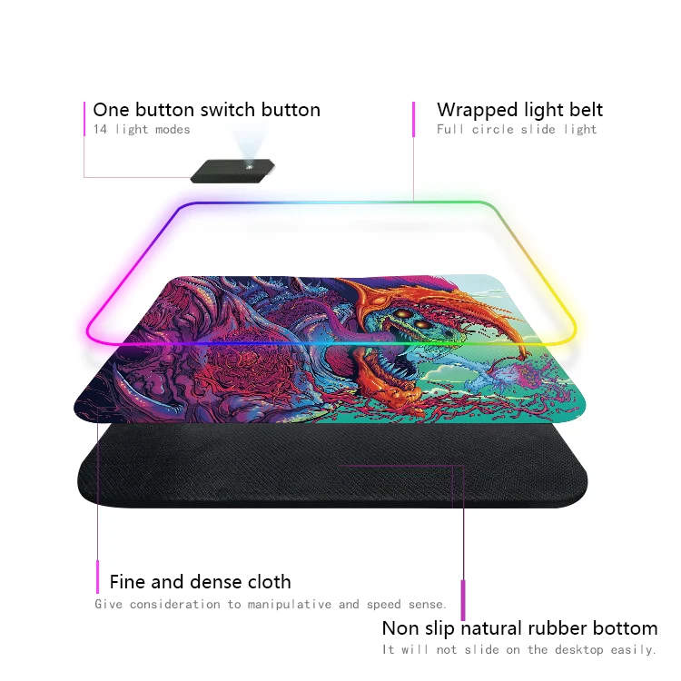 

Gaming Mouse Pad animal Computer Mousepad RGB Large Mouse Pad Mouse Carpet Big Mause Pad PC Desk Play Mat with Backlit