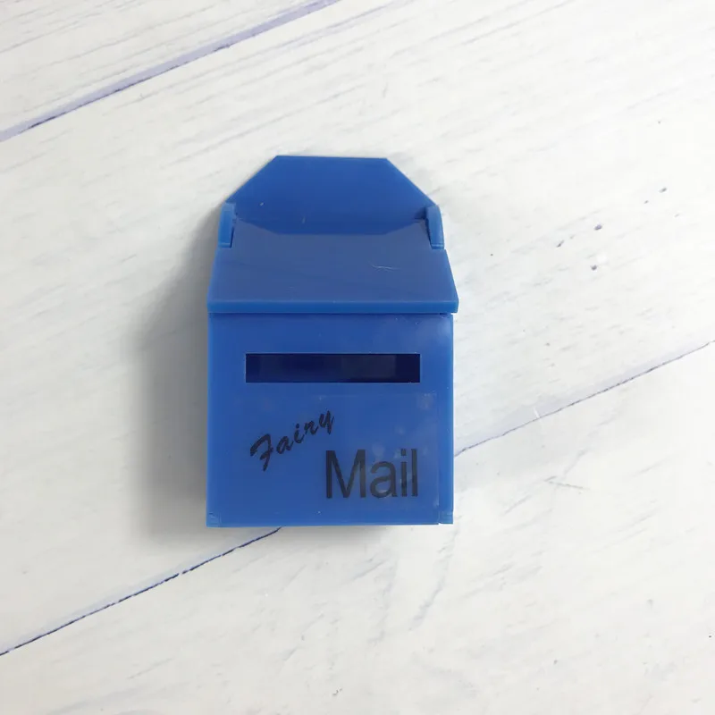 Blue Mail box 1:12 миниатюрный деревянный цвет ручной работы DIY почтовая коробка отличный подарок для детей, прикидываемый игровой магический зуб ярмарка почтовая коробка WTH светодиодный светильник - Цвет: Blue Mail box
