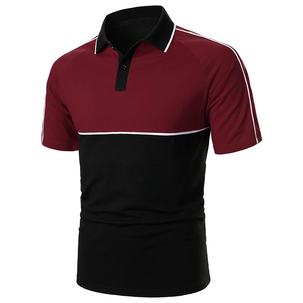 

Men Raglan Long Sleeve Polo Shirt Three-Color Contrast Splicing Tops Streetwear Casual Fashion Men Lapel Polo Shirt
