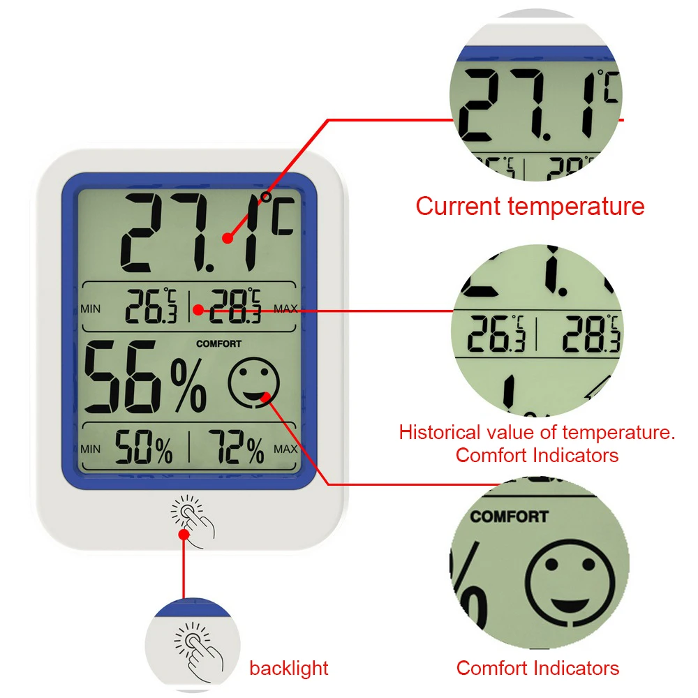 lcd electronic digital temperature humidity measuring meter thermometer hygrometer backlight home indoor weather station free global shipping