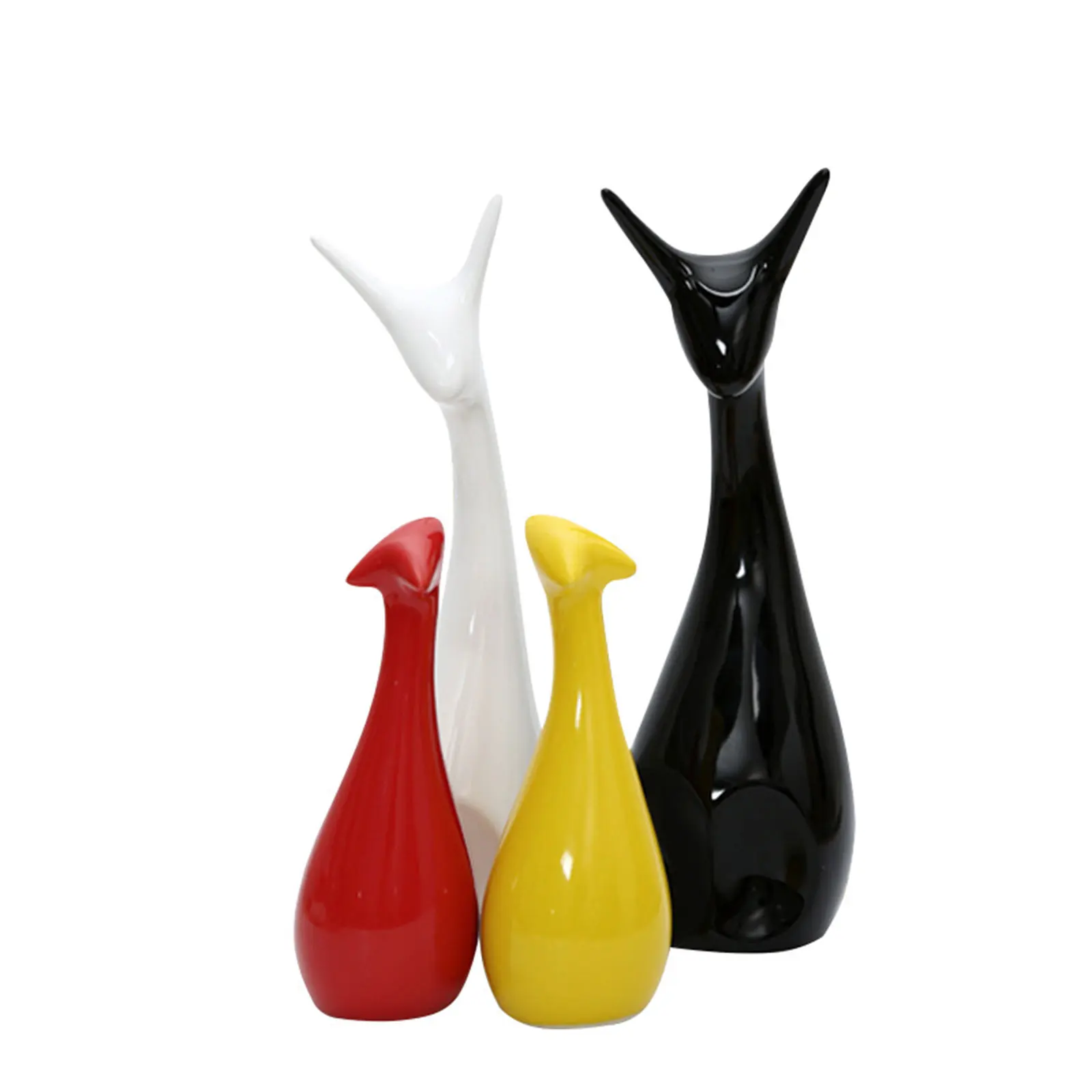 

4 Pieces Desktop Decor, Home Solid Color Deer Head Ornament Decorative Artware for Sitting Room Office