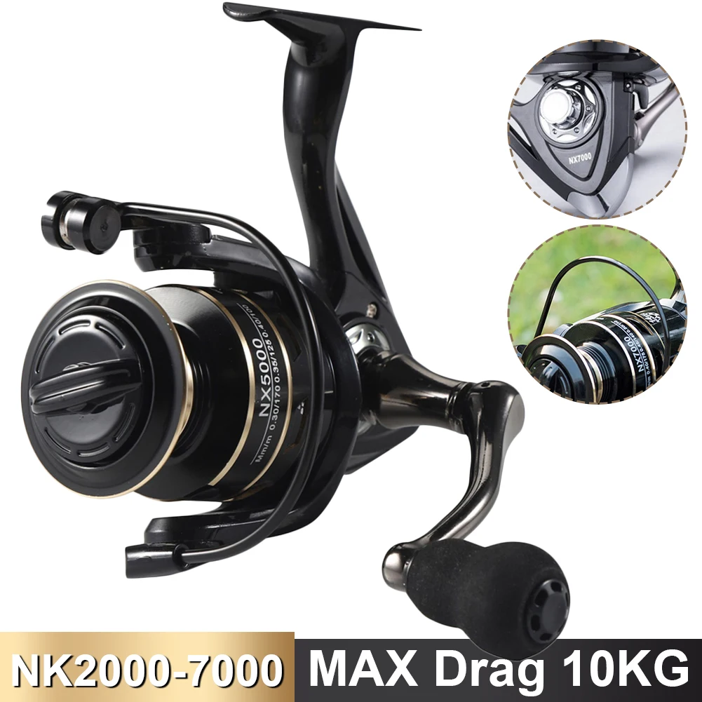 

New 5.2:1 Fishing Reel NX2000-7000 10KG Max Drag Carp Saltwater Reel Spool Spinning Reel Fishing Tackle Accessories