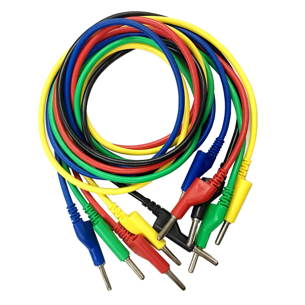 4mm Banana Plug Male Jack Silicone Test Cable 1Meter - Pack of 5Pcs | Электроника