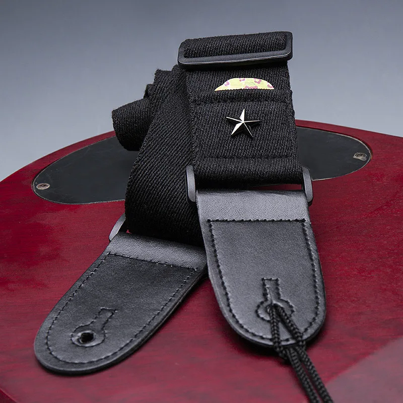 elektrische gitarre strap einstellbare akustische folk gitarre bass gürtel vintage kreuz persönlichkeit ukulele gitarre straps mit pick tasc