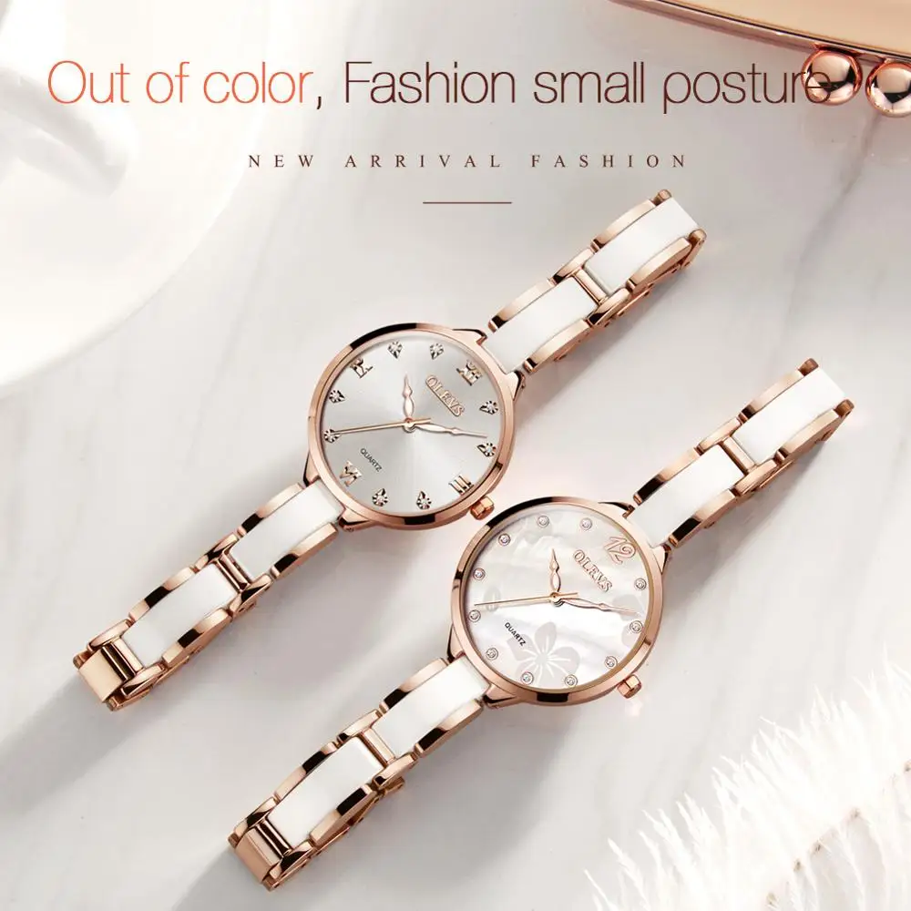 Женские кварцевые наручные часы водонепроницаемые керамические повседневные