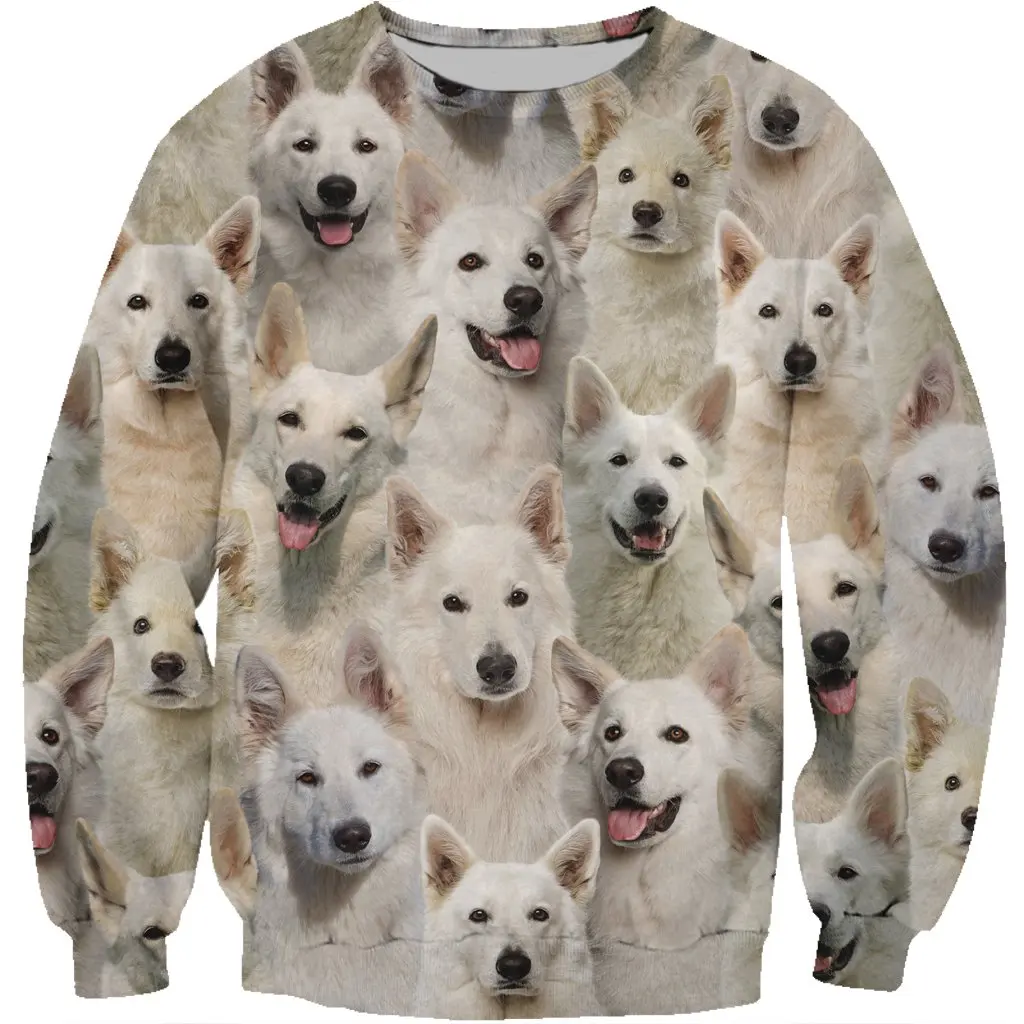 

You Will Have A Bunch Of Berger Blanc Suisses Pets Sweatshirt 3D Print Unisex Spring/Autumn Fashion Dogs Long-sleeved Round Neck