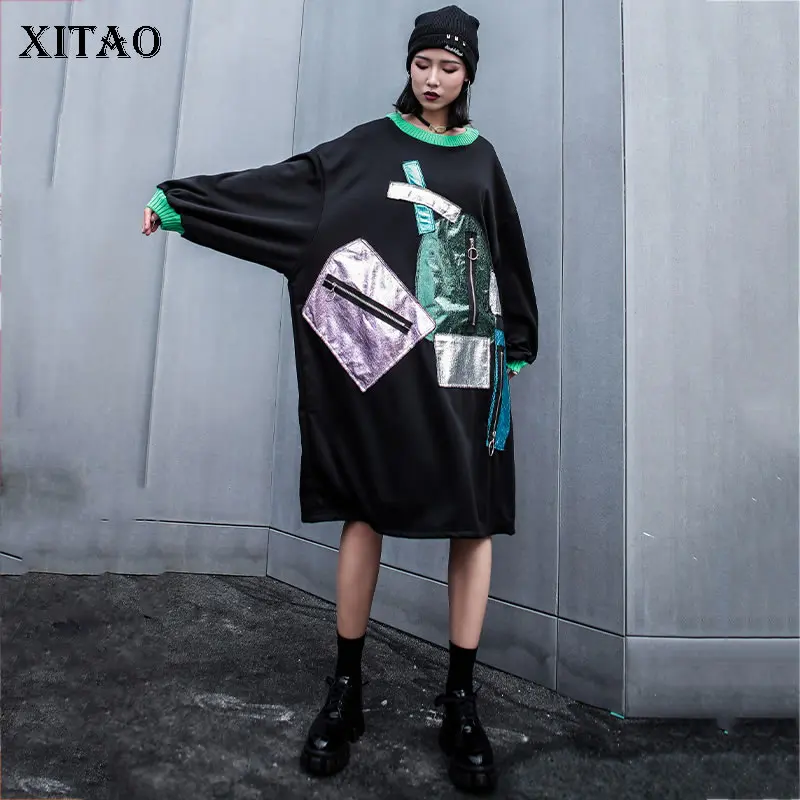 XITAO/индивидуальное бархатное платье для женщин модная уличная одежда на молнии