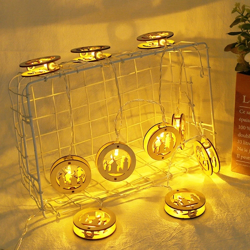 

H7JB 1.5m Moon Star Castle Led Light Islamic Muslim Eid Gift String 10 LED Eid Mubarak Ramadan Ornament Lantern