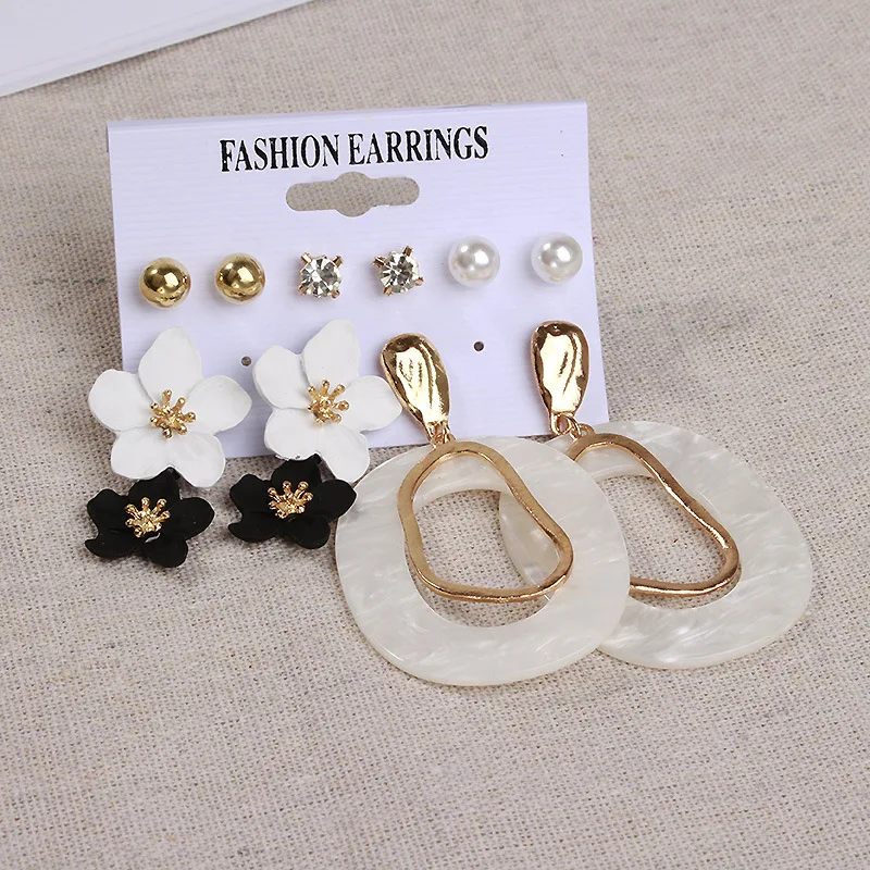 

Women's Earrings Set Tassel Acrylic Pearl Earrings for Women Bohemian Fashion Jewelry 2021 Geometric Kolczyki Drop Earings