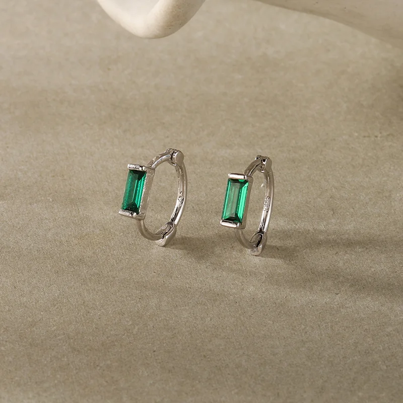 

RAINBOW HOOP New Hot Sale 100% 925 Sterling Silver Earring Loops Circle Round Open Women Luxury Baguette Crystal Jewelry