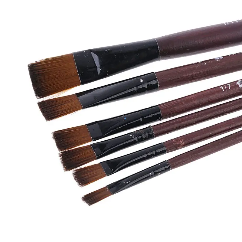 Новые товары для художника 6 коричневые нейлоновые кисти рисования Прямая