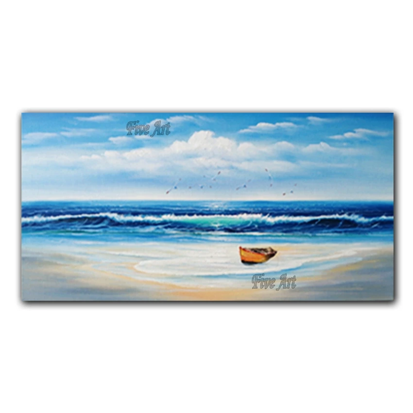 

Handmade High Quality Abstract Handpainted Art Oil Painting on Canvas Small Boat Abstract Oil Painting Canvas Gift Unframed