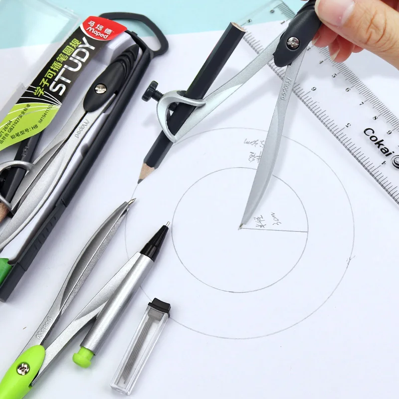 

Maped Math Geometry Tools Study Compasses Available Lead/Pencil Drawing Compass Technical Precision Drawing Set Metal Durable