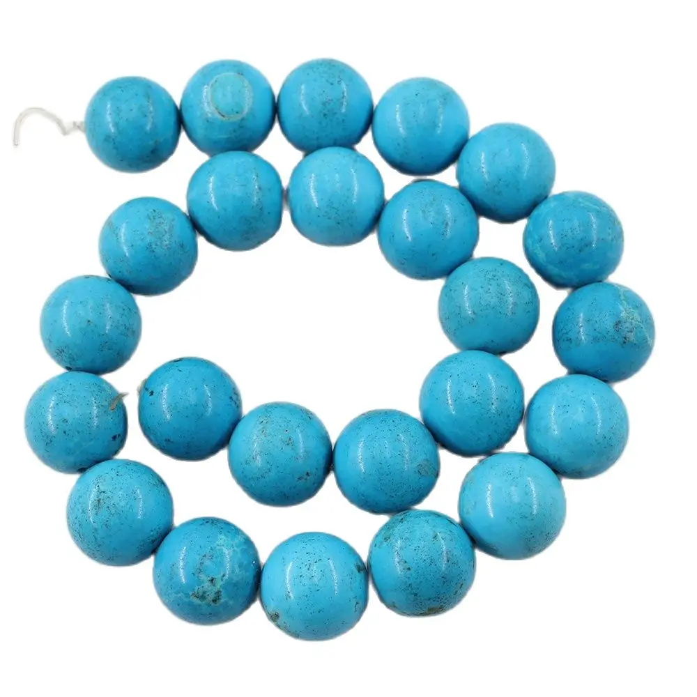 

Натуральный камень APDGG, 16 мм, гладкие круглые синие бирюзовые бусины россыпью, 15,5 дюйма, нити для ожерелья, браслета, изготовления ювелирных ...