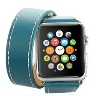 blue Серия 5/4/3/2/1 длинная из натуральной кожи ремешок для наручных часов Apple Watch, версии браслет двойной тур Браслет кожаный 38 мм 42 мм 40 мм 44 мм - Цвет ремешка: blue