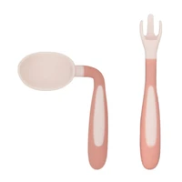 flexible baby feeding spoon frok set safety food grade pp infant meal feeder toddler tableware child kids training dining spoon
