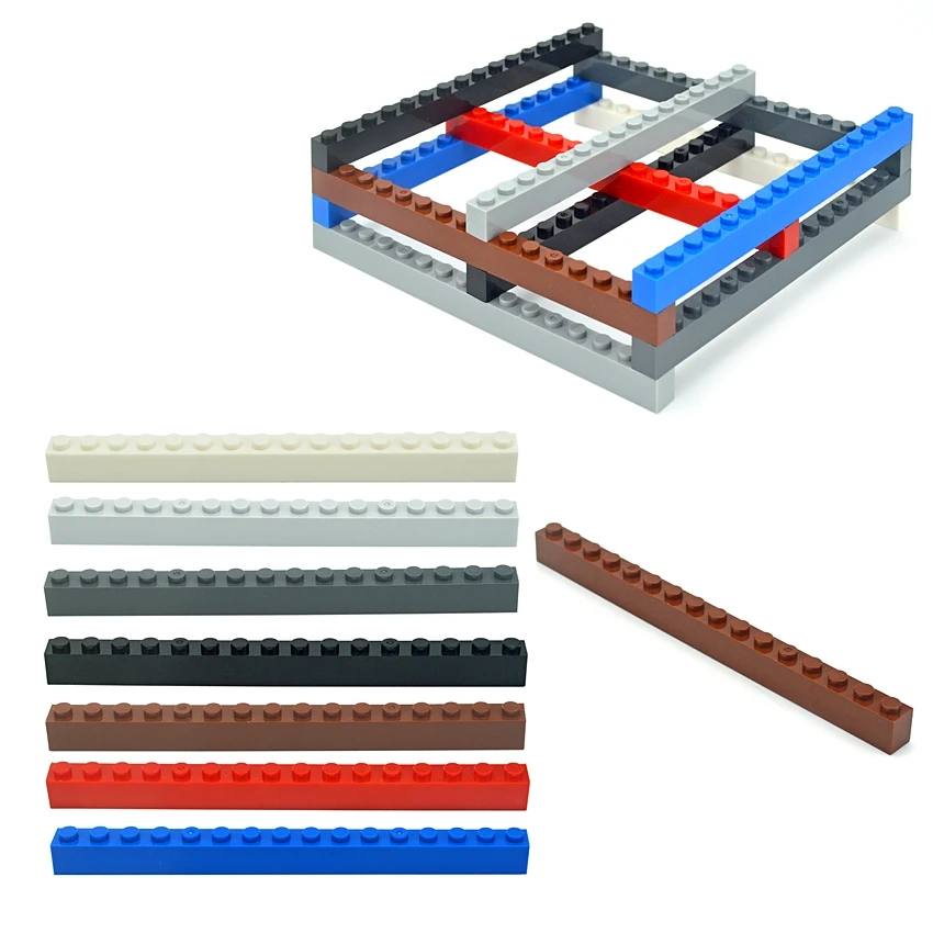 

10PCS DIY Building Blocks 1x16 Dots 7 Colors Thick Figures Bricks 2465 Educational Creative Size Compatible With All Brands Toys