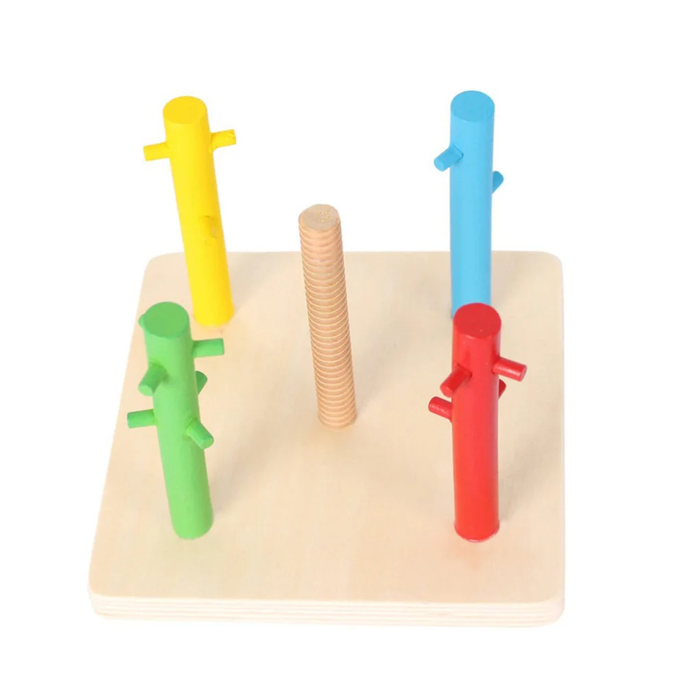 

1 Set Five Column Wooden Construction Toys Building Blocks Geometric Board Puzzle Toys for Kids Children