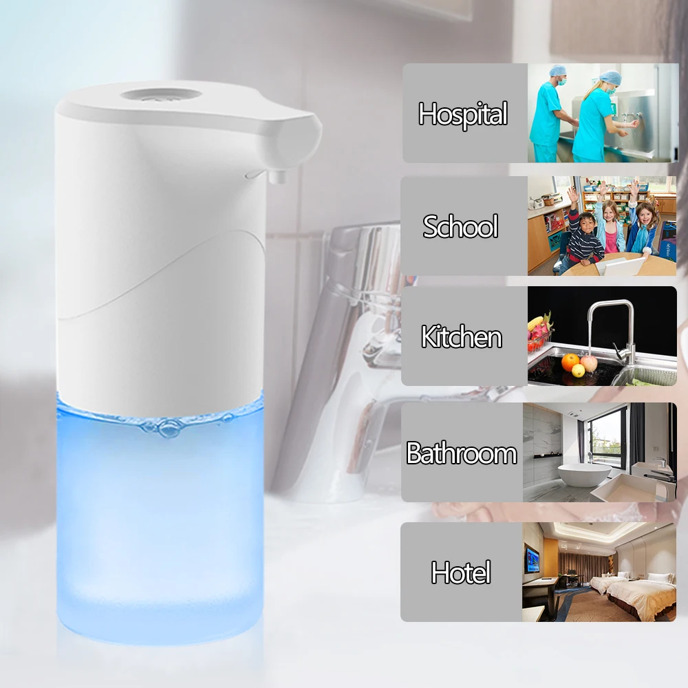 

350mL Automatic Soap Foam Dispenser USB Rechargeable Bathroom Foaming Soap Dispenser Pump Bottle Touchless Sensor Hand Sanitizer