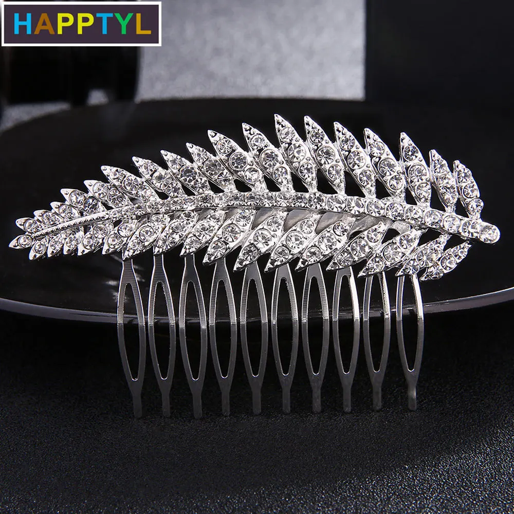 HAPPTYL 1 шт. заколка для волос расчески стразы листья свадебные заколки женский