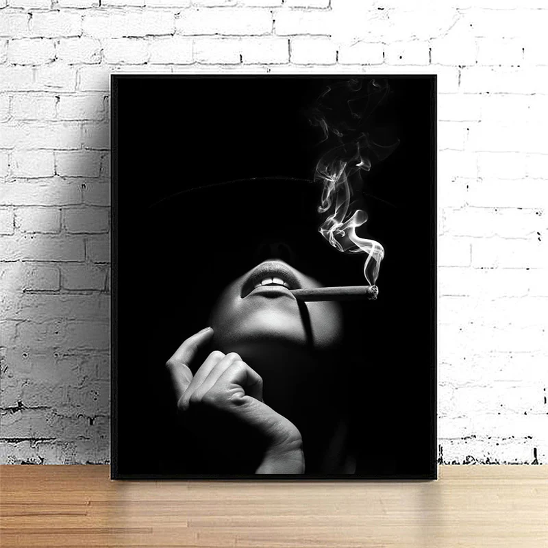 

Black and White Pictures Smoking Women Canvas Painting Wall Art Posters and Prints Interior Decor for Living Room Home Cuadros