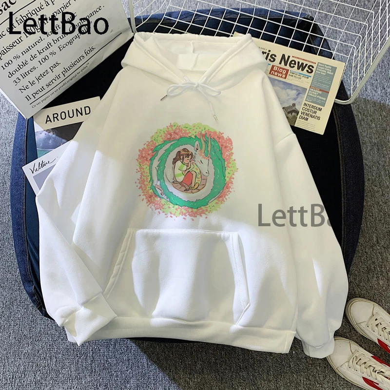 Свободная Повседневная Толстовка с длинным рукавом и принтом аниме chihiro haku