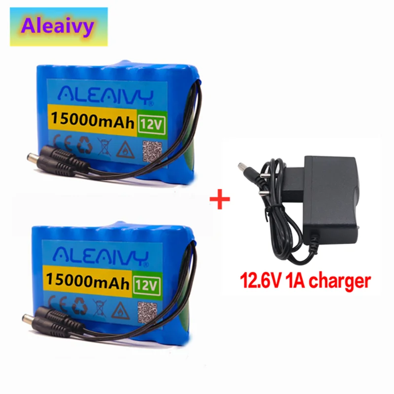 

Aleaivy 18650 Li-Ion Battery Portable Rechargeable Battery DC 12 V 12.6 V 15000mAh Battery/12.6V Battery Pack with 12v Charger