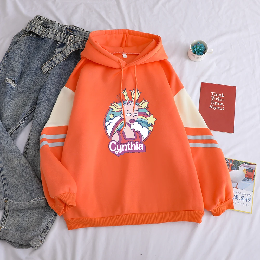 

Letter Cartoon Print Hoodies Sweatshirt Women Fleece Casual Contrast Color Patchwork Pullover Harajuku Streetwear Hooded