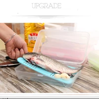 3pcs fresh keeping box refrigerator food storage container transparent pe seafood storage box fish box with drain board