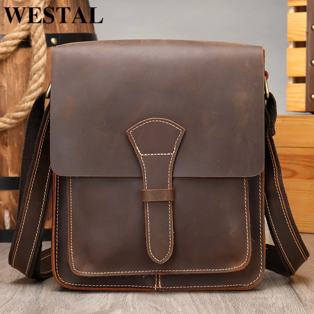 

Сумка на плечо WESTAL для мужчин, сумочка кросс-боди для мужа, мессенджер из 9,7 натуральной кожи, чемоданчик