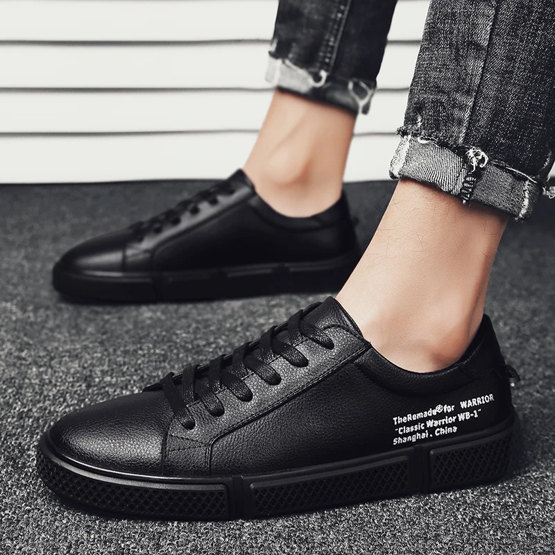 Man Shoes Casual Leather Classic White Men Lace-Up Sneakers Travel Walking Shoe Fashion Spring Autumn | Обувь