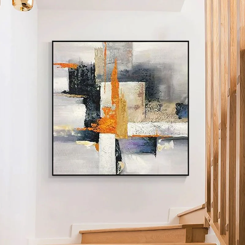 

Hand Painted Abstract Oil Painting Wall Art Geometric Picture Minimalist Modern On Canvas Decorative For Living Room No Frame
