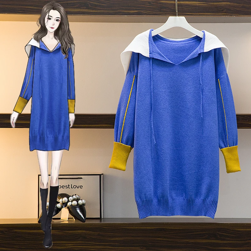 

2021 Fall Winter New Fashion Women's Dresses V-neck Pullover All-Match Loose Knit Bottoming Shirt Outer Wear M-4XL